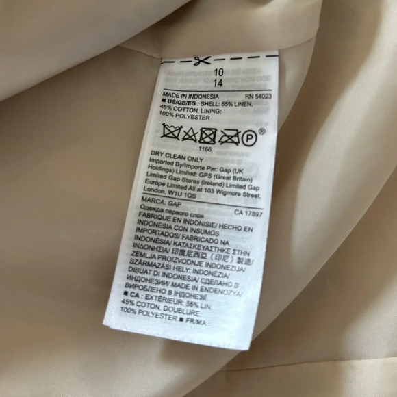 Gap Size 10 Tan Neutral Minimalist Linen Blend Blazer Jacket - Picture 4 of 4